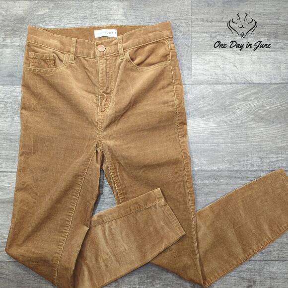Loft High Waist Skinny Corduroy Pants Size 0 - Picture 1 of 6